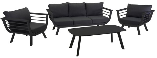 Set Salotto da Giardino Divano 2 Poltrone e Tavolino in Alluminio Riverside Antracite
