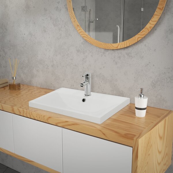 LuxeBath Lavabo Lavabo da appoggio Square, 51x41,5x15,5 cm, bianco, Vetroceramica