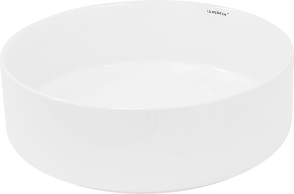 LuxeBath Lavabo Lavabo da appoggio, rotondo, Ø 35,5x12 cm, bianco, Vetroceramica