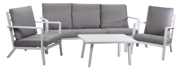 Set Salotto da Giardino Divano 2 Poltrone e Tavolino in Alluminio new Boston Bianco