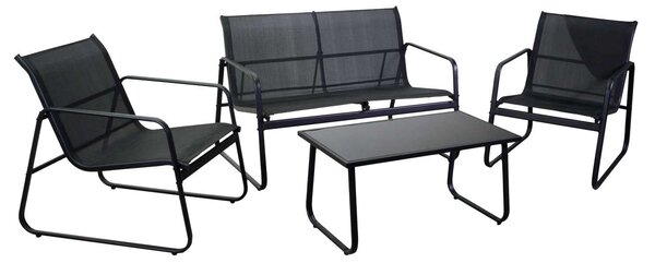 Set Salotto da Giardino Divano 2 Poltrone e Tavolino in Metallo Jewell Antracite