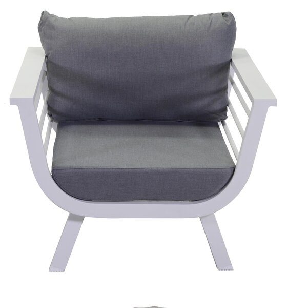 Set Salotto da Giardino Divano 2 Poltrone e Tavolino in Alluminio Riverside Bianco