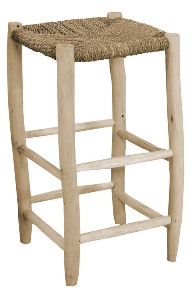 Sgabello Bar 35x35xh65 cm in Legno con Seduta Impagliata Naturale