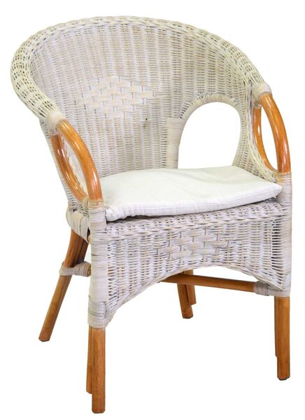 Poltrona da Giardino 60x60xh82 cm in Rattan Lucrezia Bianco