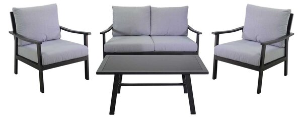 Set Salotto da Giardino Divano 2 Poltrone e Tavolino in Alluminio Shelton Antracite
