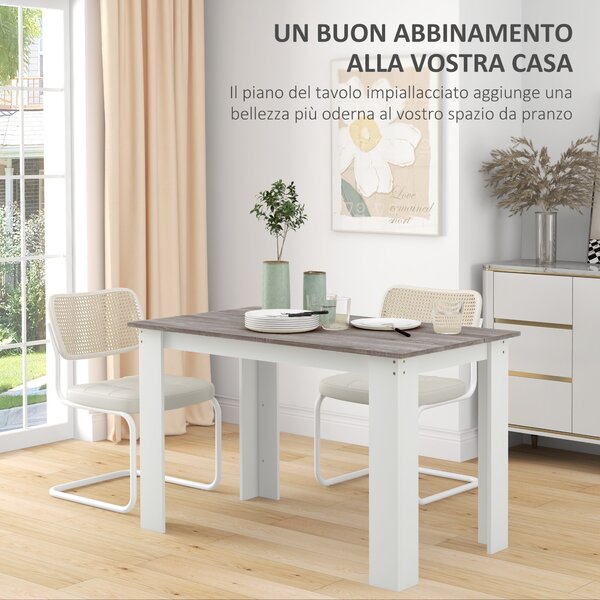 HOMCOM Tavolo da Pranzo Moderno in Legno per 4-6 Persone, 120x69x75cm, Grigio e Bianco | Aosom Italy