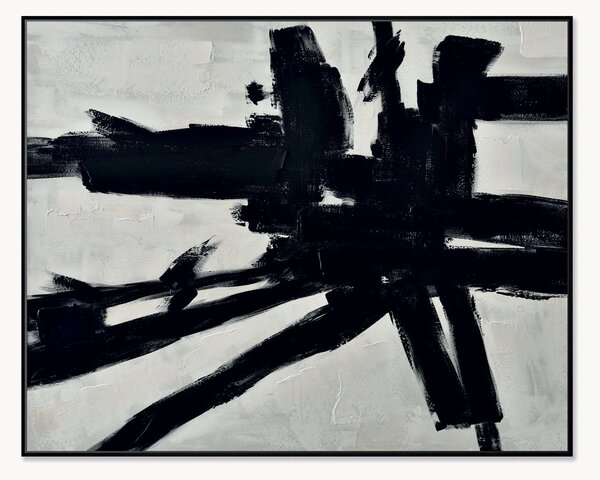 Quadro dipinto a mano con cornice in legno Omaggio A Kline
