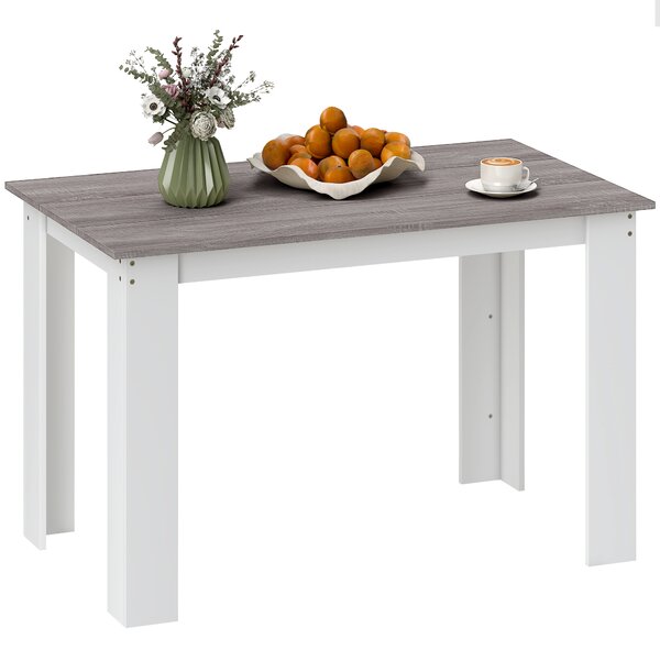 HOMCOM Tavolo da Pranzo Moderno in Legno per 4-6 Persone, 120x69x75cm, Grigio e Bianco | Aosom Italy