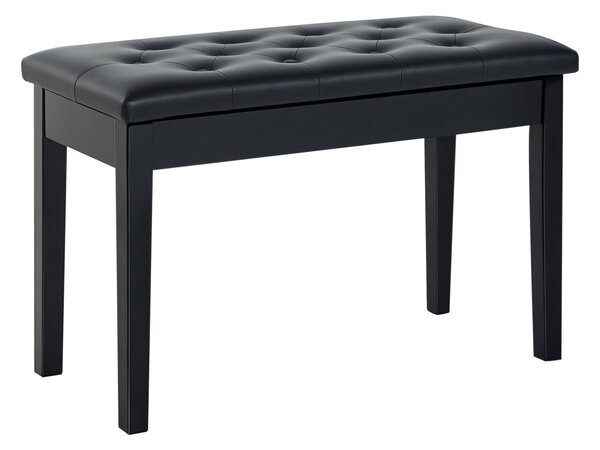 HomCom Sgabello Panchetta Panchina Sedia per Pianoforte con vano portaoggetti, Nero, Sgabelli Imbottiti 75x35x50 cm