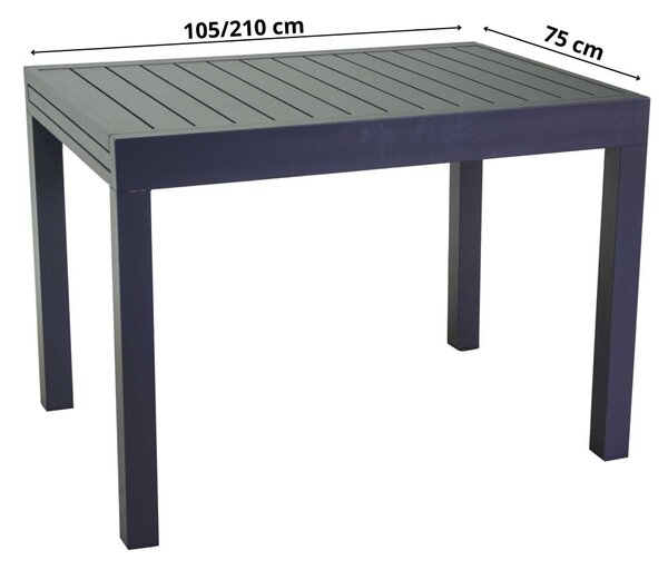 Tavolo Allungabile da Giardino 105/210x75xh75 cm in Alluminio Cleveland Antracite