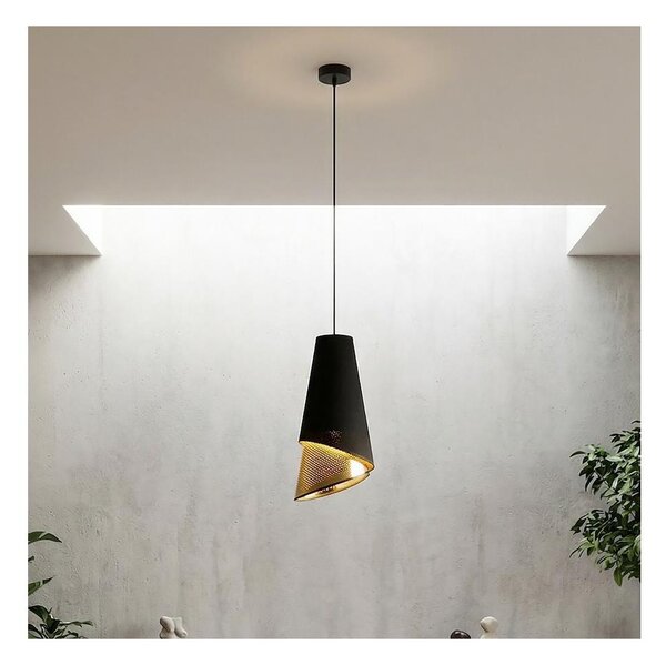 Lampadario a sospensione su cavo MODA 1xE27/15W/230V nero/oro