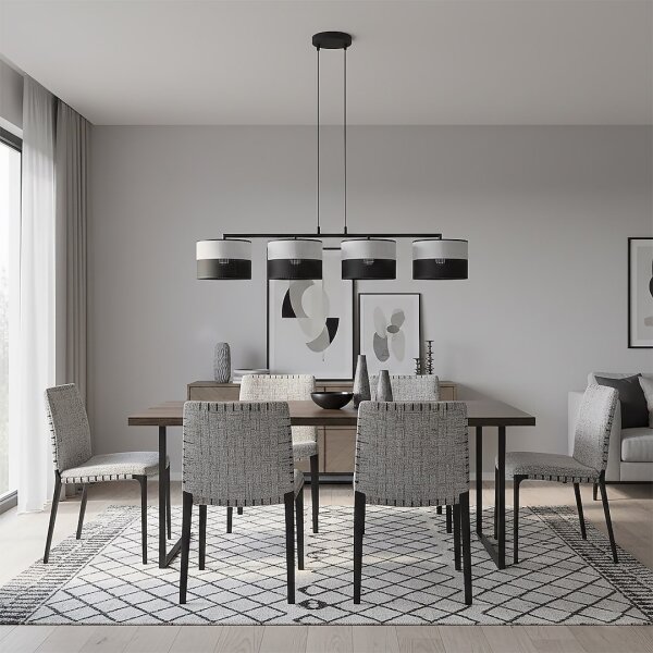 Lampadario a cavo KARBON 4xE27/15W/230V nero/grigio