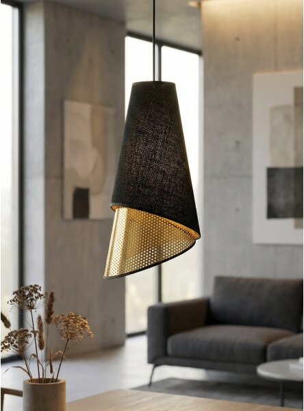 Lampadario a sospensione su cavo MODA 1xE27/15W/230V nero/oro