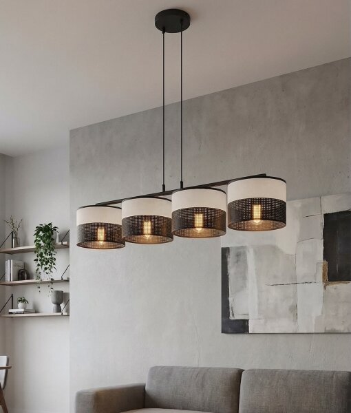 Lampadario a cavo KARBON 4xE27/15W/230V nero/grigio