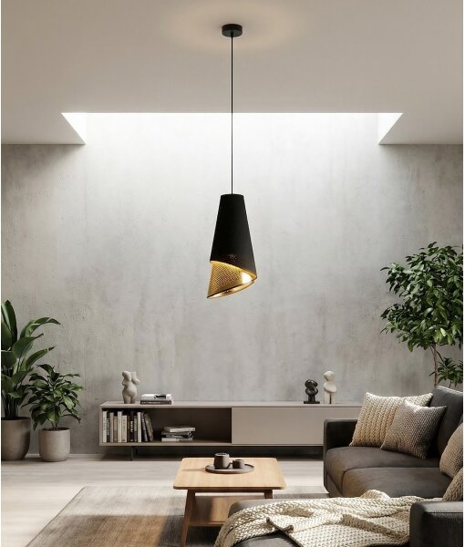 Lampadario a sospensione su cavo MODA 1xE27/15W/230V nero/oro