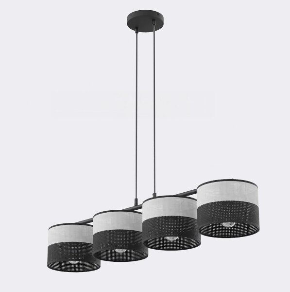 Lampadario a cavo KARBON 4xE27/15W/230V nero/grigio
