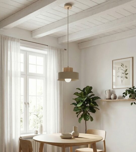 Lampadario a sospensione su cavo KIVI, 1xE27/15W/230V, beige