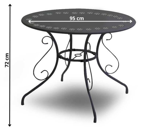 Tavolo da Giardino Ø95xh72 cm in Metallo New Old Antracite