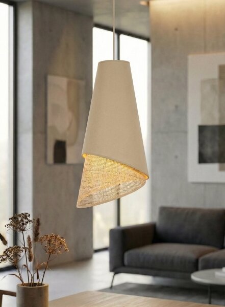 Lampadario a sospensione con cavo MODA 3xE27/15W/230V beige/rattan