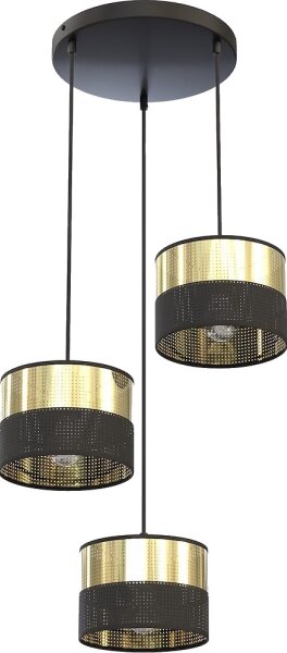 Lampadario a sospensione su cavo LUX 3xE27/15W/230V nero/oro