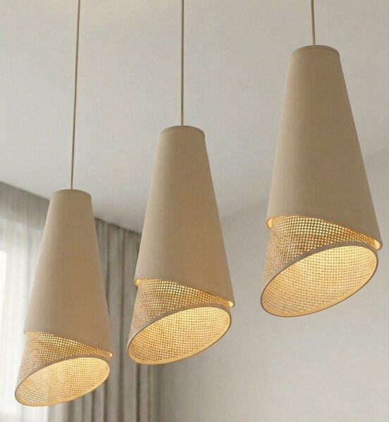 Lampadario a sospensione con cavo MODA 3xE27/15W/230V beige/rattan