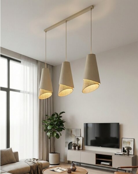 Lampadario a sospensione con cavo MODA 3xE27/15W/230V beige/rattan