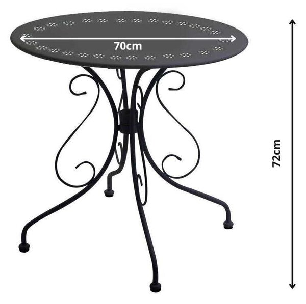 Tavolo da Giardino Ø70xh72 cm in Metallo New Old Antracite