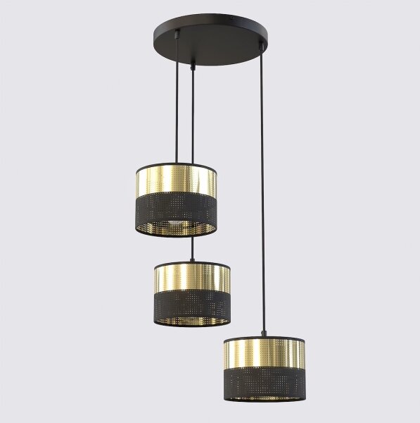 Lampadario a sospensione su cavo LUX 3xE27/15W/230V nero/oro