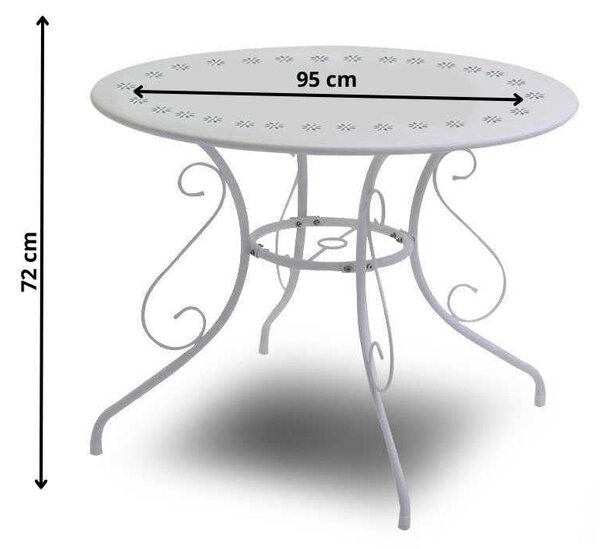 Tavolo da Giardino Ø95xh72 cm in Metallo New Old Bianco