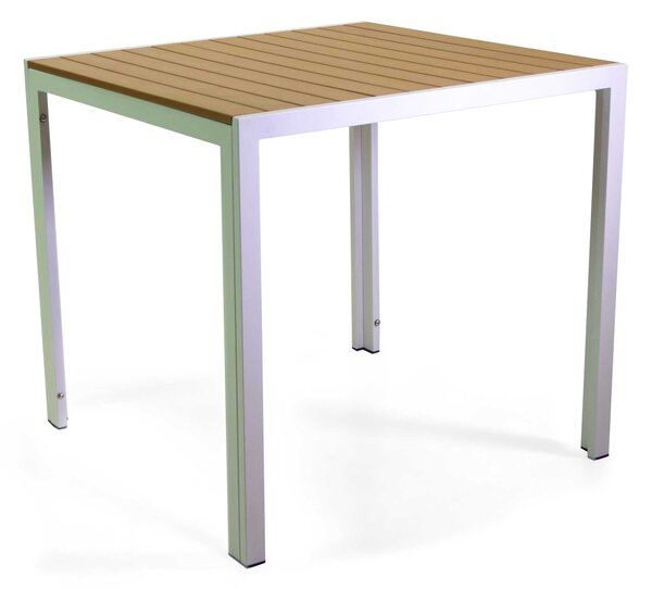 Tavolo da Giardino 80x80xh75 cm in Alluminio Polywood Bianco