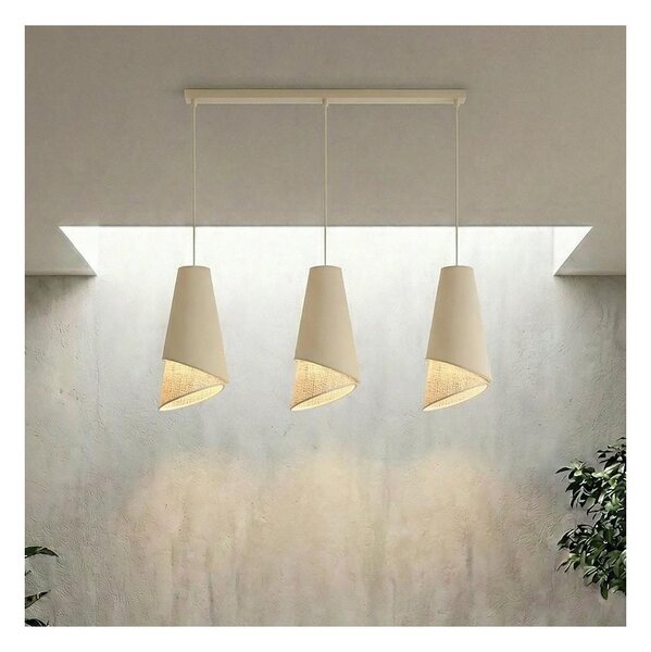 Lampadario a sospensione con cavo MODA 3xE27/15W/230V beige/rattan