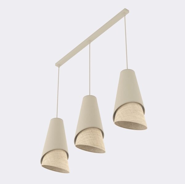 Lampadario a sospensione con cavo MODA 3xE27/15W/230V beige/rattan