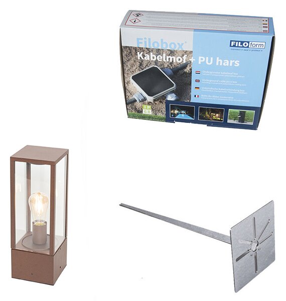 Lampada da esterno industriale in piedi marrone ruggine 40 cm IP44 - Charlois