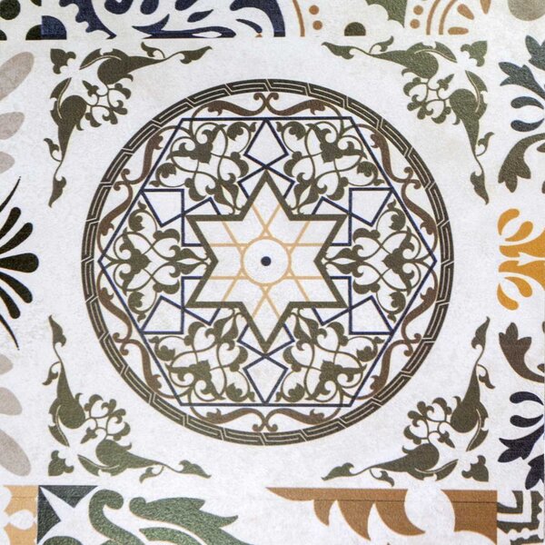 Set Tavolino e 2 Sedie Ø60xh71 cm in Metallo con Mosaico Frigole Bianco