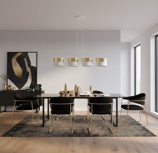 Lampadario a sospensione con cavo LUX 4xE27/15W/230V bianco/oro