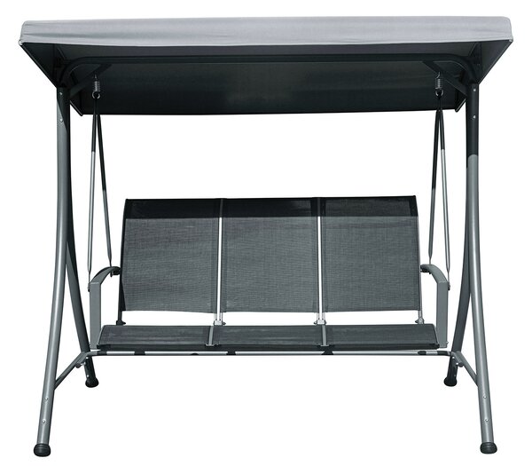 Dondolo da Giardino 200x175x125 cm in Ferro e Textilene Nero