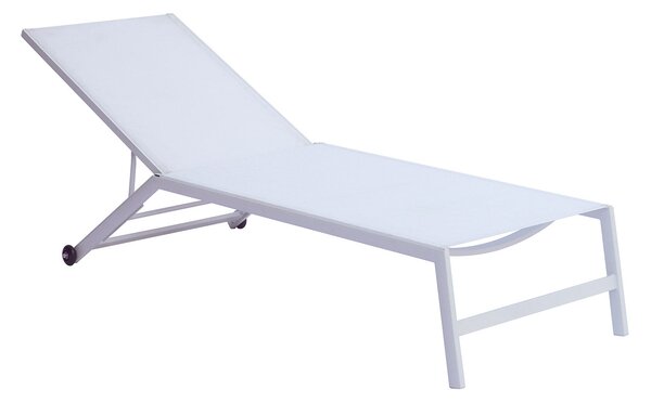 Lettino Prendisole da Giardino 195x70x34 cm con Ruote Avorio