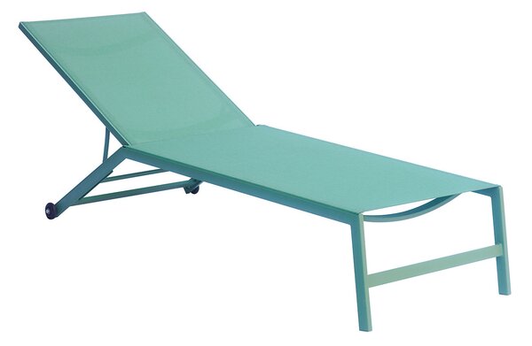 Lettino Prendisole da Giardino 195x70x34 cm con Ruote Verde