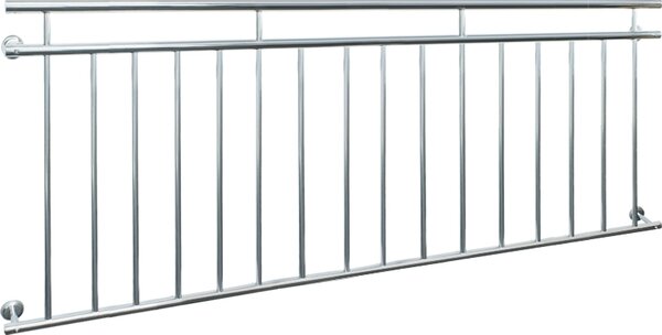 ECD Germany Balcone francese, 90x225 cm, con 16 aste di riempimento, lucido, ringhiera per balcone in acciaio inox