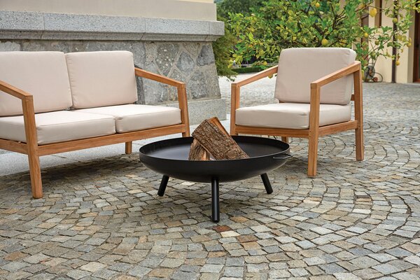 Braciere da Giardino Ø80xH32 cm in Ferro Nero