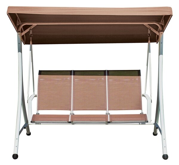 Dondolo da Giardino 200x175x125 cm in Ferro e Textilene Tortora