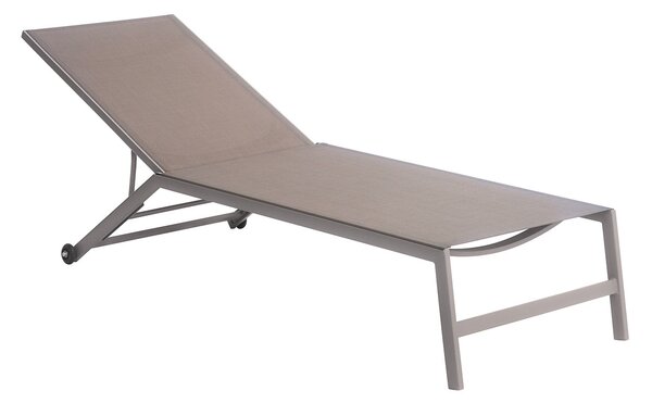 Lettino Prendisole da Giardino 195x70x34 cm con Ruote Tortora
