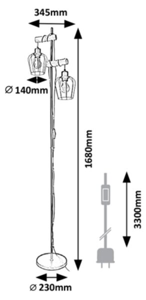 Rabalux 5246 - Lampada da terra FABIAN 2xE27/40W/230V