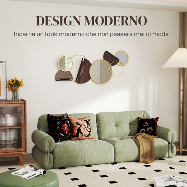 HOMCOM Decorazione Murale in Metallo 3D Moderna con Specchi per Salotto e Ingresso, 101x41.5 cm, Oro | Aosom Italy