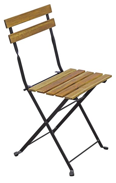 Set Tavolo e 2 Sedie da Giardino Pieghevoli Bistrò in Ferro e Legno di Acacia