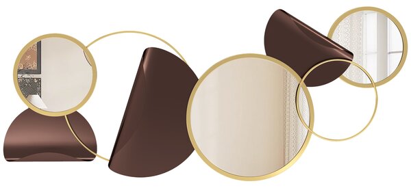 HOMCOM Decorazione Murale in Metallo 3D Moderna con Specchi per Salotto e Ingresso, 101x41.5 cm, Oro | Aosom Italy