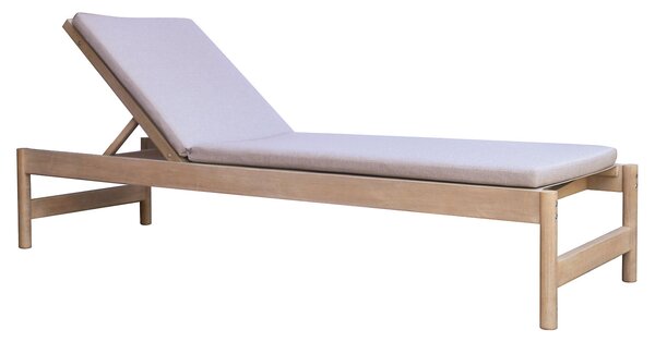 Lettino Prendisole da Giardino 205x37x65 cm Dresda in Legno di Acacia Teak e Cuscini Sabbia