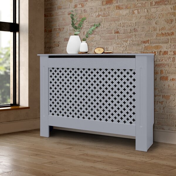 ML-Design copriradiatore con motivo a nido d'ape 112x19x82 cm, grigio, in MDF laccato, copriradiatore per camera da letto soggiorno