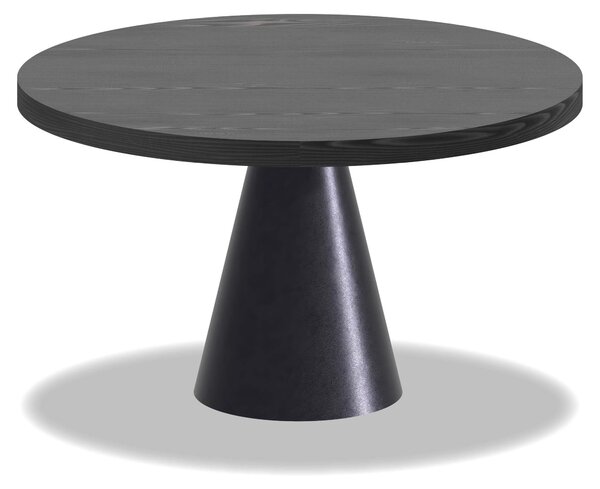 Artù Black - Tavolo da pranzo rotondo ⌀ 120 cm in legno laminato con base a cono in metallo, top nero