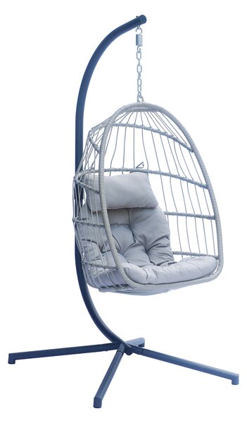 Amaca Dondolina da Giardino 96x198x115 cm in Corda e Alluminio Grigio e Antracite